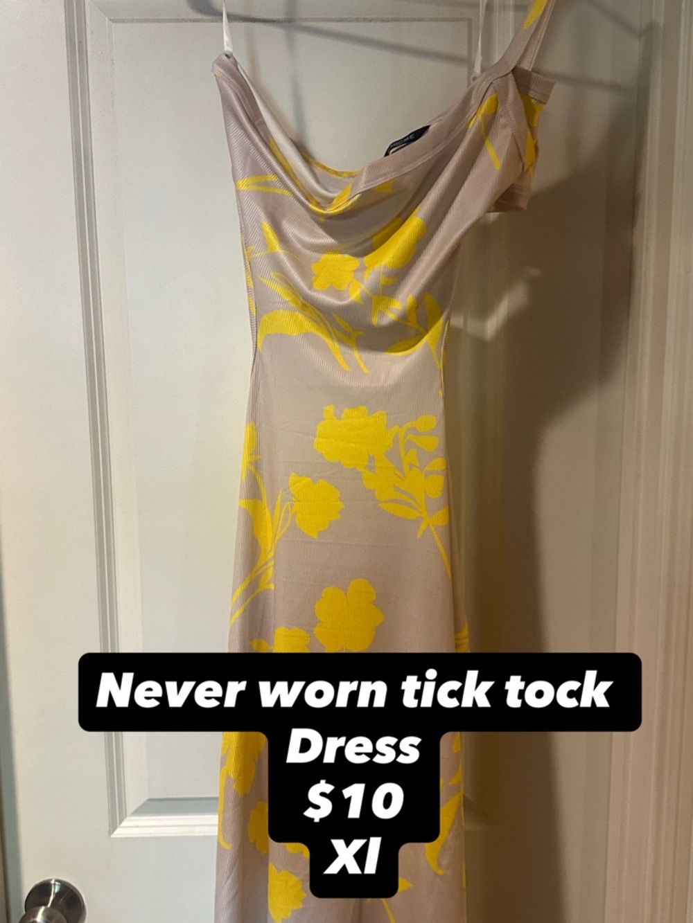 Slip Midi Dress with Yellow Floral Print